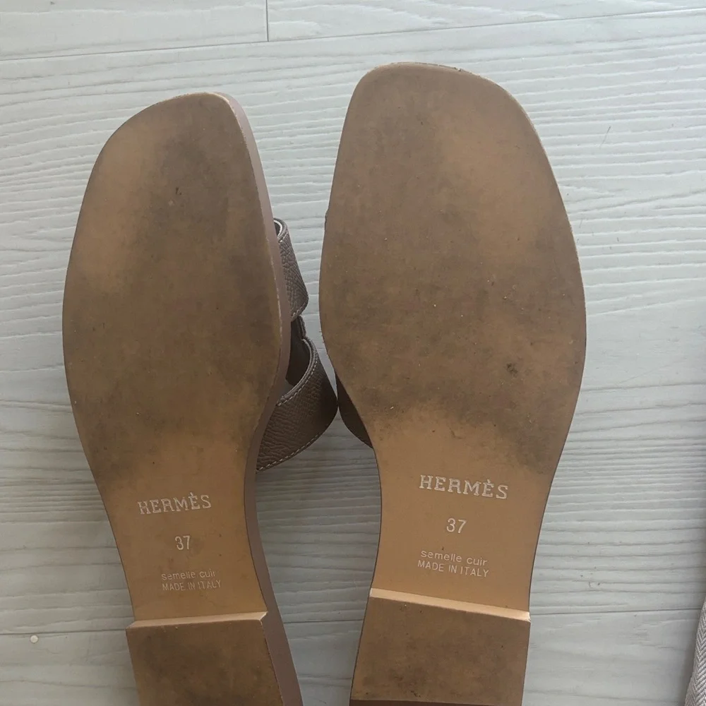 Women's Brown Slide Sandals Hermes - Picture 3 of 4